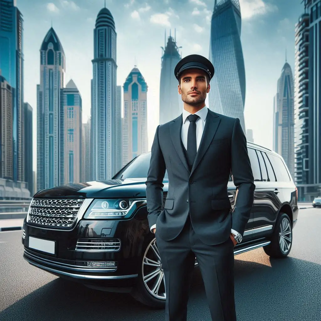 Professional driver with car in Dubai
